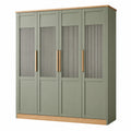Armoire 4 portes en bois et verre vert olive