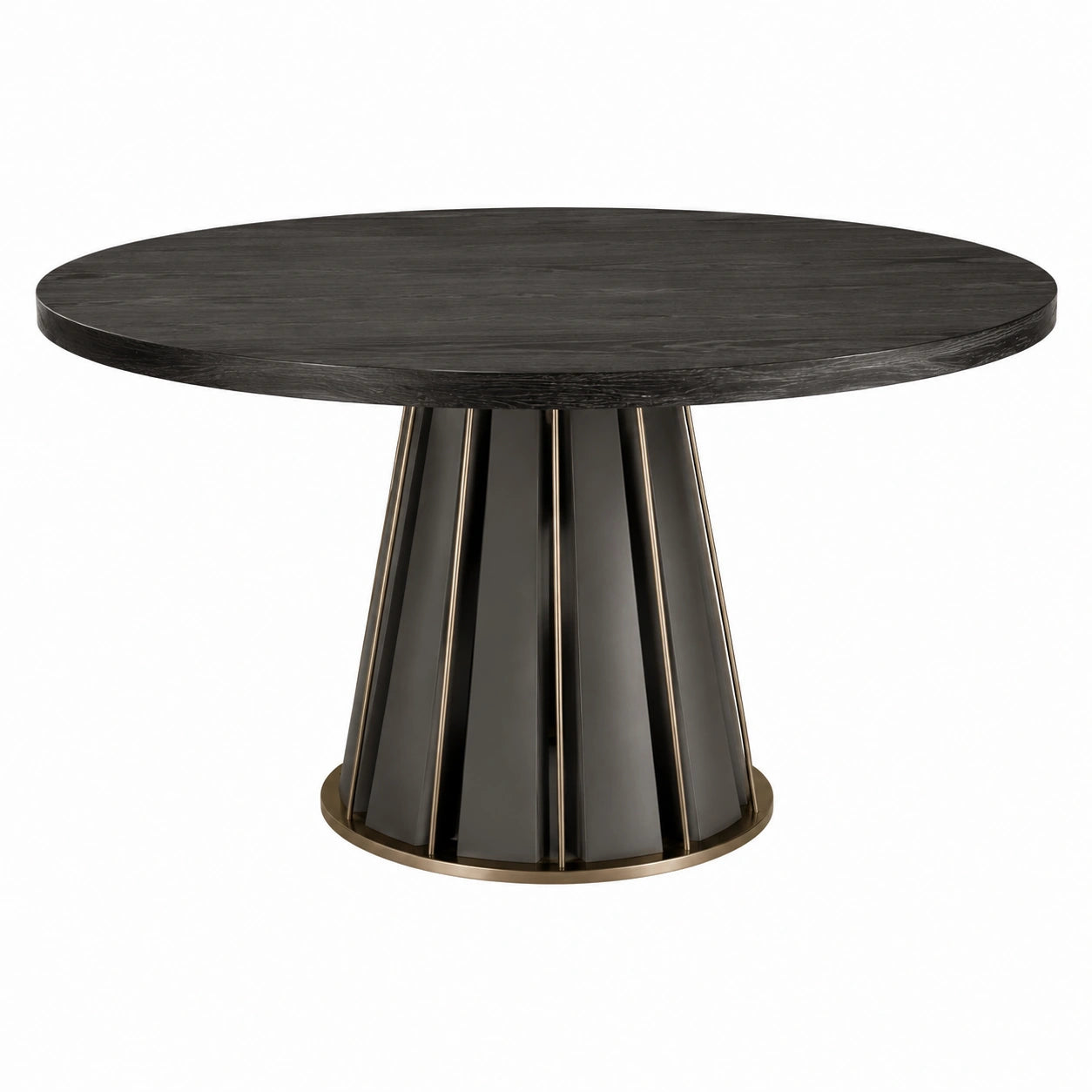 Table ronde en bois noir et métal 120 cm