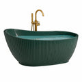Baignoire îlot en acrylique vert foncé 170 cm avec raccords en laiton