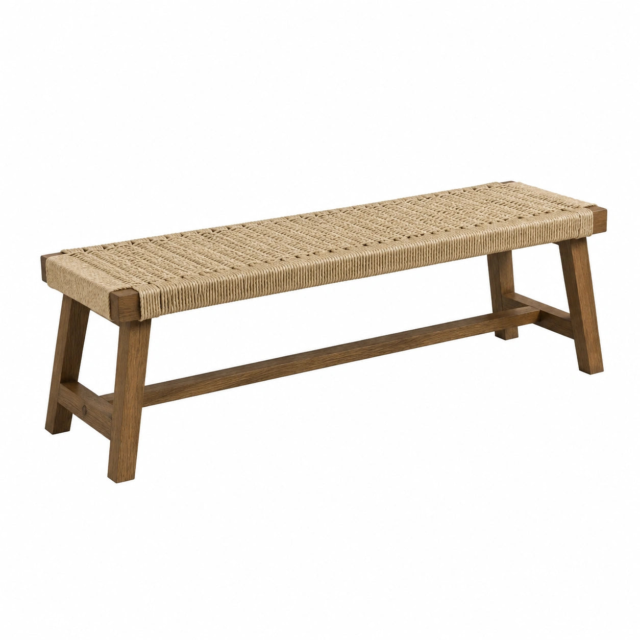 Banc en bois et corde jute tressée 120 cm beige