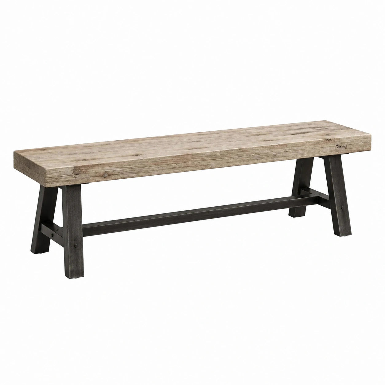 Banc en bois et métal noir 120x35x45 cm