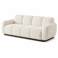 Canapé 3 places en bois et tissu bouclé beige
