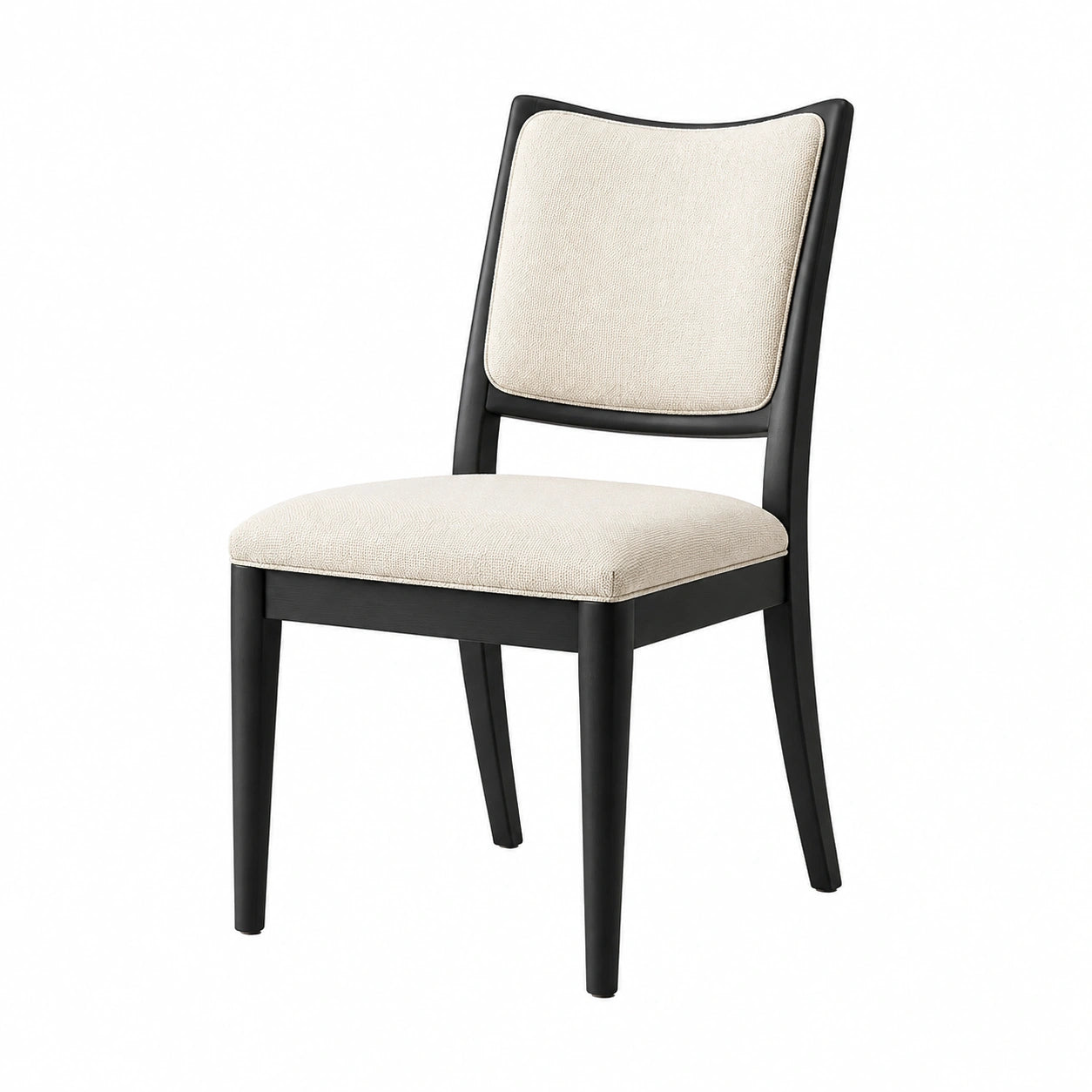 Chaise en bois avec revêtement en tissu polyester beige