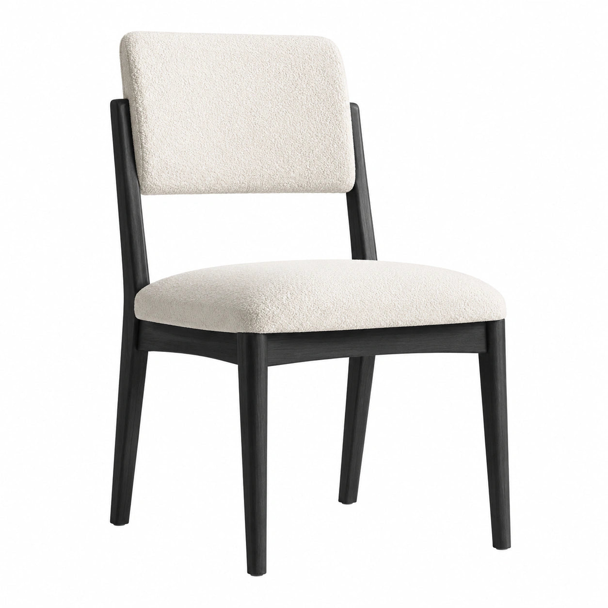 Chaise en bois et tissu bouclé blanc 45x50x85 cm