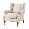 Fauteuil en bois avec revêtement en lin beige