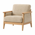 Fauteuil en chêne et tissu beige